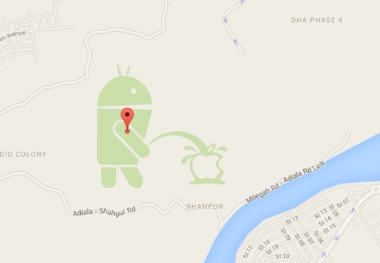 Android Peeing on Apple Logo Funny Image